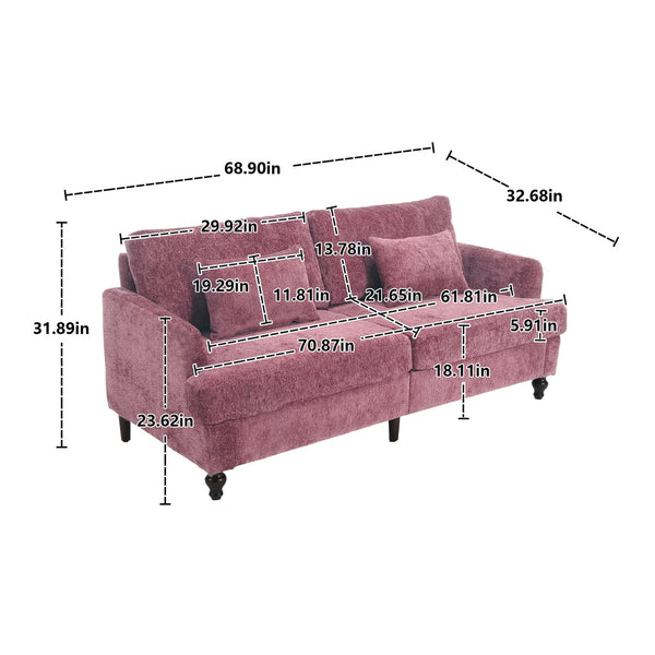 English Elm Mid Century Modern chenille loveseat with solid wood frame, detachable cushions, breathable fabric couch WINE RED W395P151897