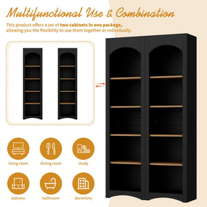 English Elm On-Trend Free Standing 5 Tier Bookshelves Set Of 2 - Rustic Two-Tone Storage Cabinet For Any Room N721P245734B