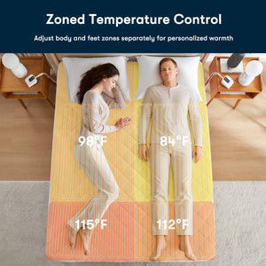 English Elm 1-piece King Heated Mattress Pad Dual Zone Controls with Auto Shutoff Polyester Fill B035P408319