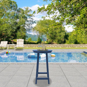 English Elm Patio Square Bar Table Weather Resistant Hips Wood Grain Finish for Deck or Pool T3609P482830