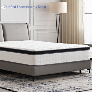 English Elm 12 Inch Full Size Mattress - Medium Firm With Gel Memory Foam, Pocketed Coils & Motion Isolation Support B347P405290