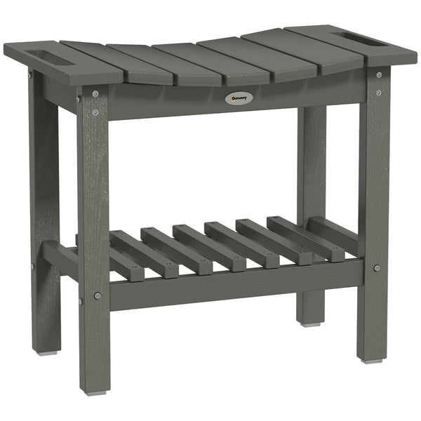 English Elm Outsunny Hdpe Shower Bench with Handles Wood Grain Stool Storage Shelf Bath Patio W2225P485639
