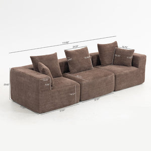 English Elm Modular Low Profile Sectional Sofa Plush Chenille Upholstery for Cozy Living Rooms Brown W3326S00030
