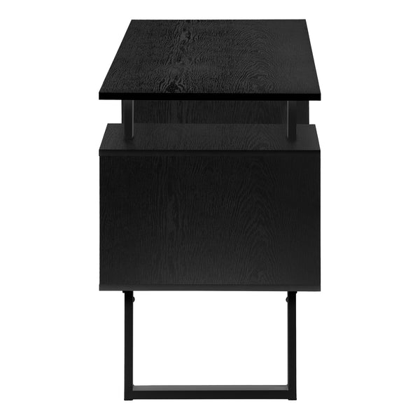 English Elm Computer Desk - Modern Black Laminate Home Office Workstation With Storage Cabinets & Metal Legs B2710P221291