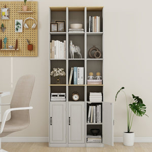 English Elm 72" Slim Six-tier Freestanding Cabinet Antique White Finish for Bathroom or Hallway W282P412294