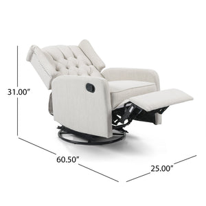 English Elm Christopher Knight Home® - Classic Linen Recliner Chair with 360° Swivel and Manual Recline, Durable Frame, Cozy Upholstery Beige 66842.00BGE