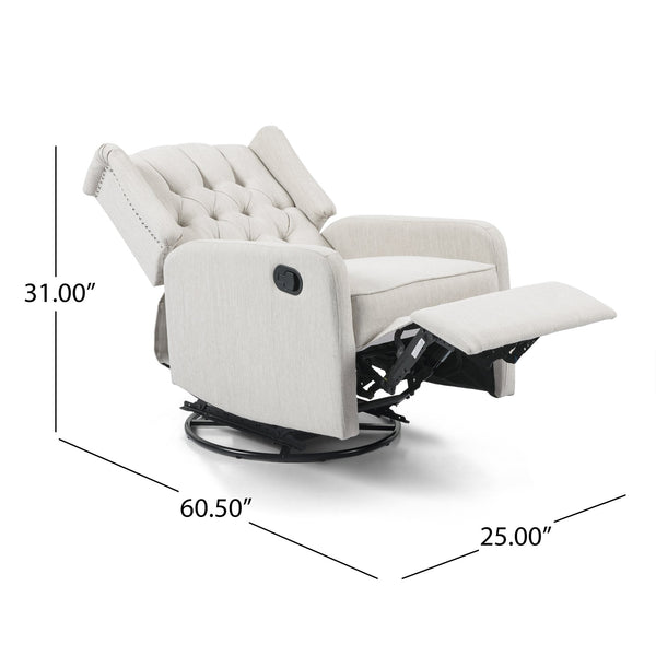 English Elm Christopher Knight Home® - Classic Linen Recliner Chair with 360° Swivel and Manual Recline, Durable Frame, Cozy Upholstery Beige 66842.00BGE