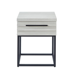 English Elm Celestial Modern Storage End Table with Drawer and Metal Base — Durable MDF Veneer Accent Nightstand White T2574P163352