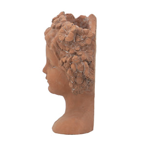 English Elm 8x4x9" Visage Head Bust Planter, Brown — Classical Wall-Mount Vase for Succulents & Flowers, Decorative W2078P201075
