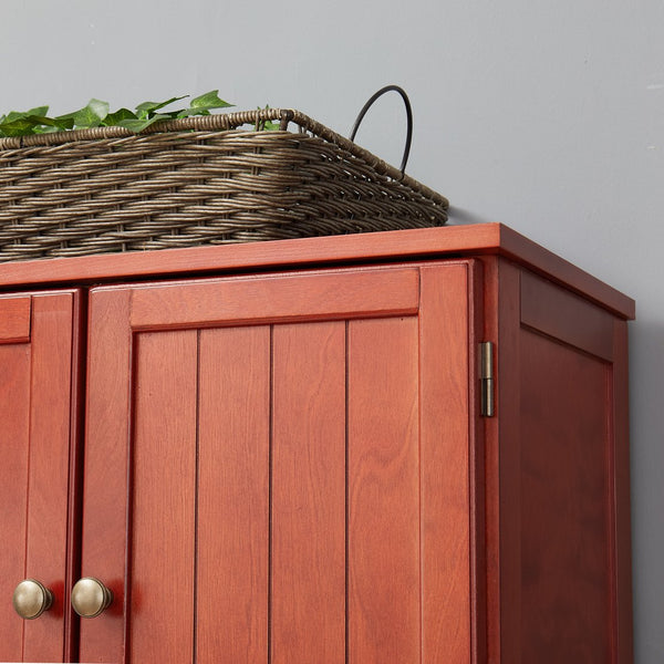 English Elm 72.4" Tall Storage Cabinet with 8 Doors and 4 Shelves, Smooth Surface, Vintage Handles, Sturdy Base and Hinge Cherry W2275P269079