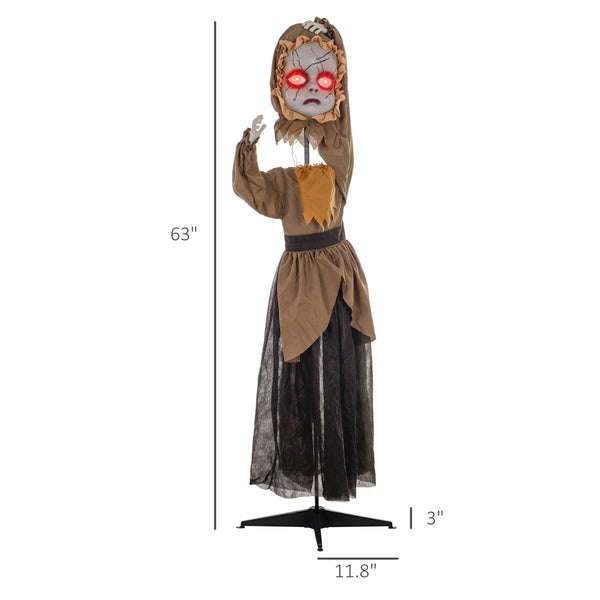 English Elm Homcom Life-Size Animatronic Halloween Doll With Jump Scare Motion, Sound Effects & Light-Up Eyes W2225P229497