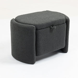 English Elm Mid Mid Century Modern Velvet Accent Chair with Wood Frame, Storage Ottoman, Cozy Reading Seat Grey W547P299474