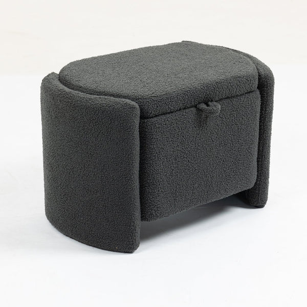 English Elm Mid Mid Century Modern Velvet Accent Chair with Wood Frame, Storage Ottoman, Cozy Reading Seat Grey W547P299474