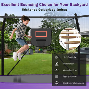 English Elm 16ft Round Outdoor Trampoline Galvanized Steel Frame Basketball Hoop Safety Net Purple N739S000004A