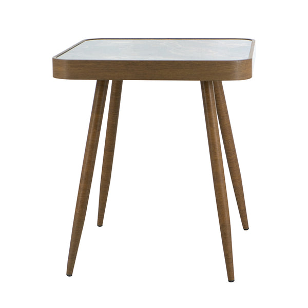 English Elm 17.3x17.3x18" Elegant Square Accent Table with Glass Top, Faux Marble Surface & Antique Gold Legs W2078P406644
