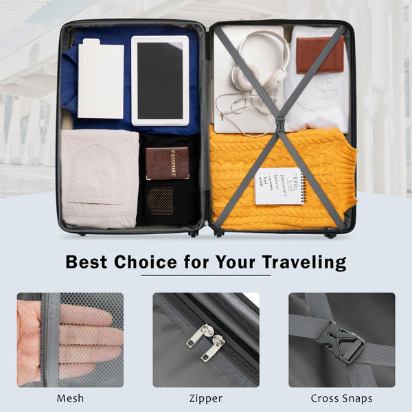 English Elm 2 Piece Abs Hard Shell Spinner Luggage Set with Tsa Lock Expandable Travel Suitcases Light Blue N732P198744N