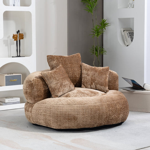 English Elm Lazy Sofa Oversized Ergonomic Bean Bag Lounger with High Wrap Back, Plush Chenille Foam Comfort for Living Room, Bedroom, Office Coffee W395P252063