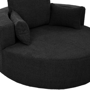 English Elm 360° Swivel Chair Spacious Chenille Barrel Accent Seat with 36.5" Deep Cushion, 360° Comfort for Living Rooms, Bedrooms, Offices, Hotels Black N719S001880B