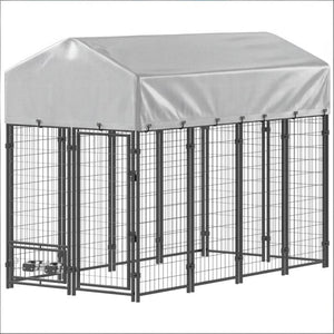English Elm Spacious Steel Wire Outdoor Dog Run with Uv Cloth Roof and Lockable Gate Access T3971P466674