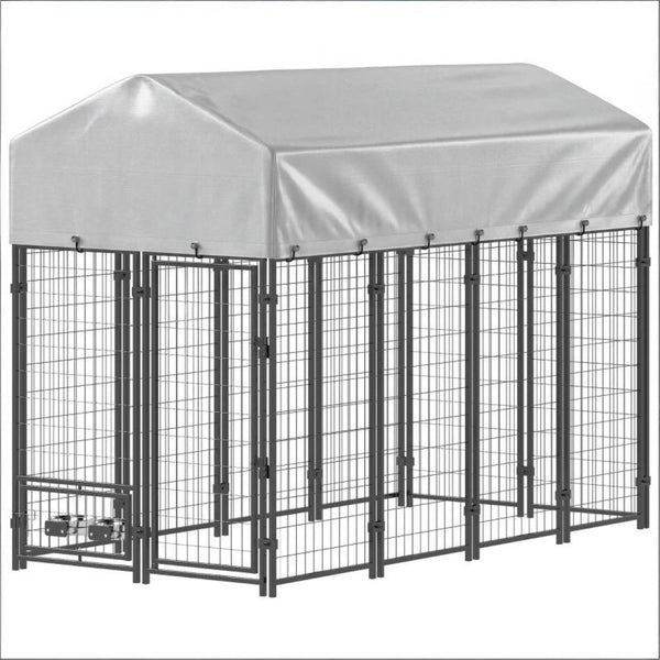 English Elm Spacious Steel Wire Outdoor Dog Run with Uv Cloth Roof and Lockable Gate Access T3971P466674