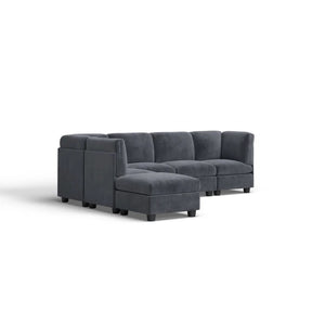 English Elm Faux Leather Modular Sectional Sofa Reconfigurable Pu Upholstery Living Room B2748S00178