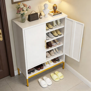English Elm 40'' Slim Steel Shoe Cabinet 7 Tier Adjustable Shelving Narrow Entryway Organizer W3387P306353