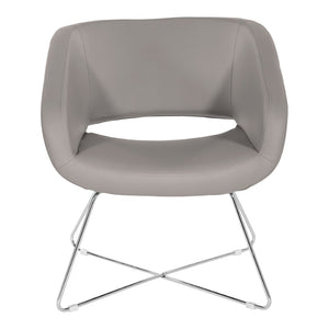 OSP Home Furnishings Faux Leather Accent Chair with Chrome Base for Modern Office or Living Room Grey LRL-R103