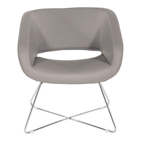 OSP Home Furnishings Faux Leather Accent Chair with Chrome Base for Modern Office or Living Room Grey LRL-R103