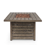 Christopher Knight Home® - Noble House - Elberton Outdoor 50,000 Btu Square Fire Pit, Brown Wood Pattern