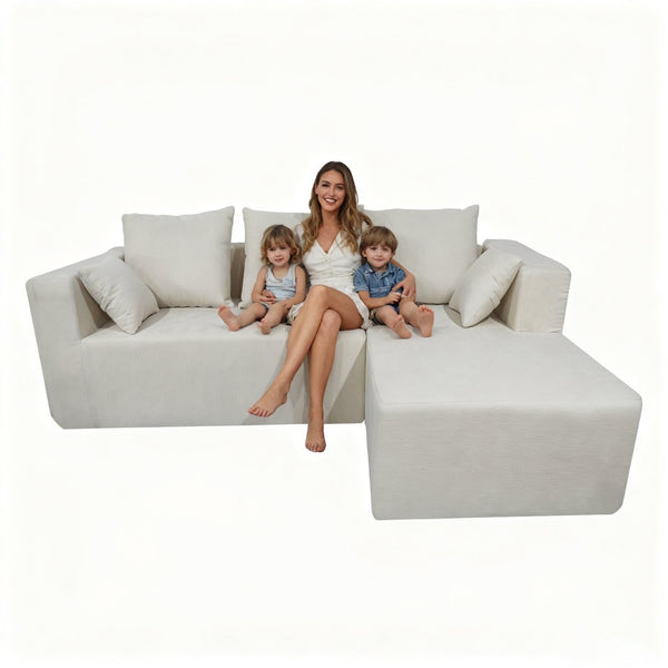 English Elm Combination Modular Linen Sectional Sofa with Memory Sponge Fill for Living Room Use W3064S00004