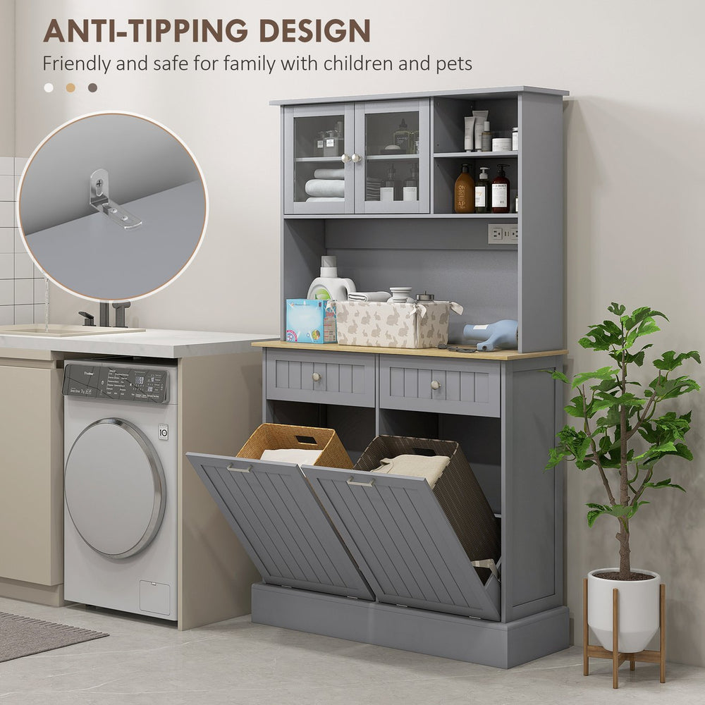 English Elm Homcom 68" Kitchen Pantry Storage Cabinet With Charging Station, Tilt-Out Bins & Adjustable Shelves W2225P229350