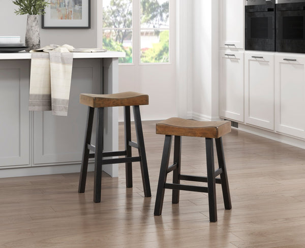 English Elm Transitional Counter Height Stools Set of 2 — 24" Rustic Accent Solid Rubberwood Seats for Islands Black,Brown 39.75 L x 20 W x 9.25 H B011P284437