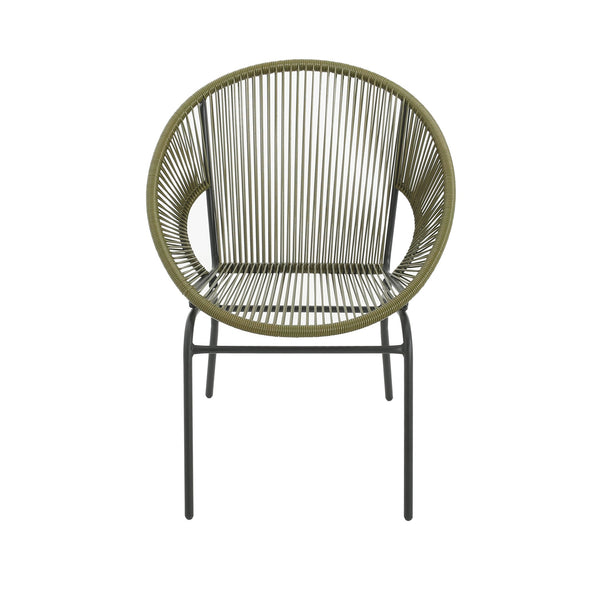 English Elm Christopher Knight Home® - NUSA Modern Outdoor Wicker Club Chairs Set of 2 with Durable PE Rattan Weave and Sleek Iron Frame Green N775P198603G