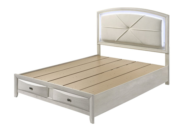 English Elm Ramondi Glam Queen Storage Bed with Led Headboard and Mirrored Panel Accents B2756S00042