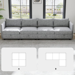 English Elm Modular Sectional Sofa With Storage, Versatile Sleeper Sofa Set For Stylish Living Room Comfort W680S00030