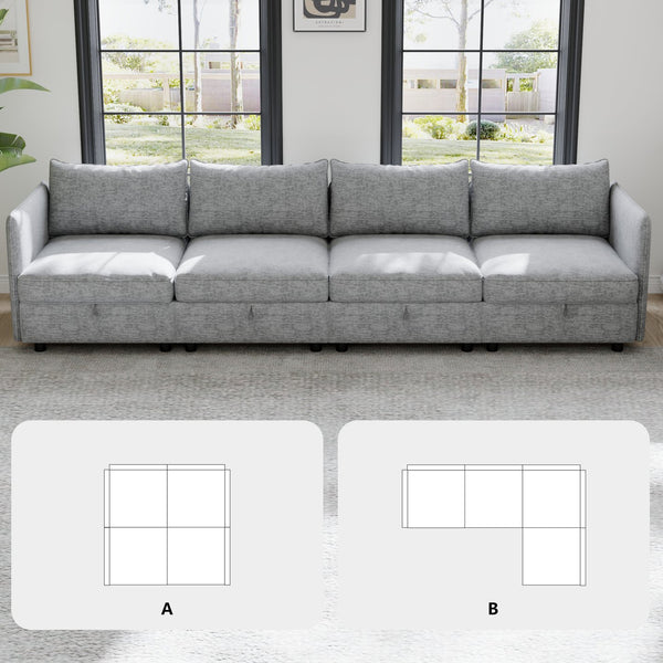 English Elm Modular Sectional Sofa With Storage, Versatile Sleeper Sofa Set For Stylish Living Room Comfort W680S00030