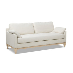 English Elm Jennifer Taylor Home - Pasadena 75.5" Modern Farmhouse Sofa in Flax White Linen — Eco Rubberwood Base, Plush Feather-Blend Pillows B2719P353146