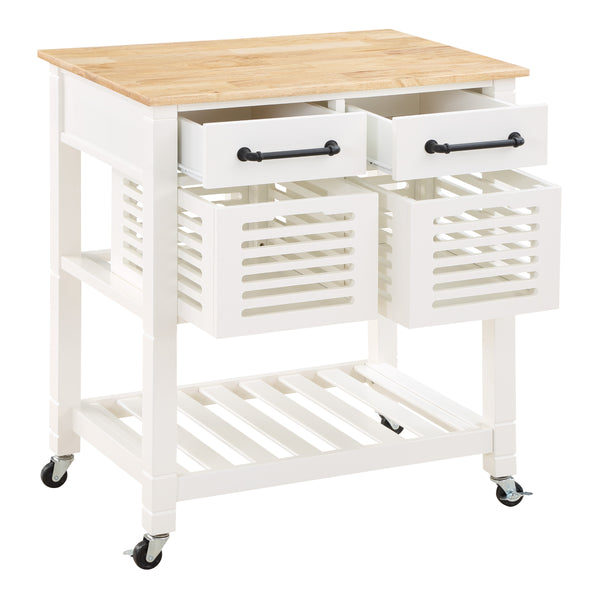 OSP Home Furnishings Stafford Kitchen Cart White