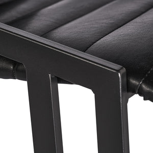 Sunpan Webber Industrial Chic Barstools - Set of 2 with Tufted Faux Leather and Exposed Steel Frame Cantina Black