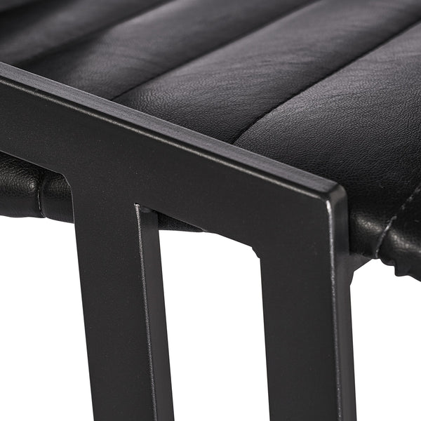 Sunpan Webber Industrial Chic Barstools - Set of 2 with Tufted Faux Leather and Exposed Steel Frame Cantina Black