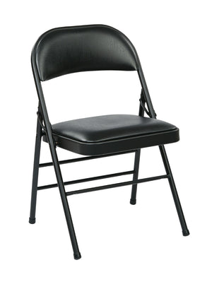 OSP Home Furnishings Folding Metal Chair with Padded Vinyl Seat for Events Gatherings and Extra Home Seating FF-23324V
