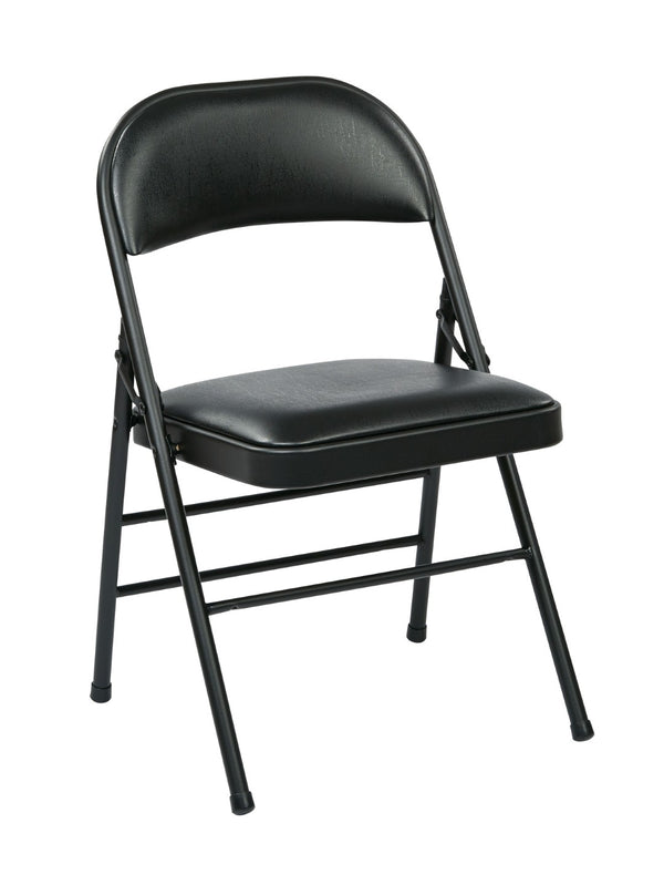 OSP Home Furnishings Folding Metal Chair with Padded Vinyl Seat for Events Gatherings and Extra Home Seating FF-23324V