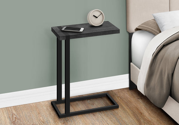English Elm Accent C-Shaped Side Table with Reclaimed Wood-Look Top and Sleek Metal Frame for Small Spaces Black 28 L x 13 W x 6 H B2710P219150