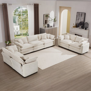 English Elm Modern 3-Piece Sofa Set: Elegant Light Beige Corduroy Sofas With Plush Cushions For Ultimate Comfort W714S00774