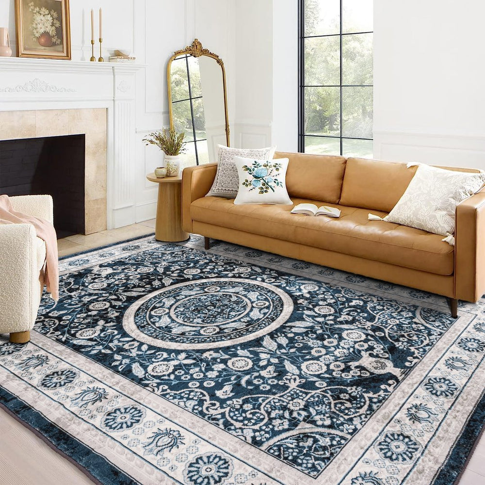 English Elm Area Rug 6X9 Vintage Bohemia Floral Design - Non-Slip, Washable, Durable For Living Room & Kitchen W2907P265136