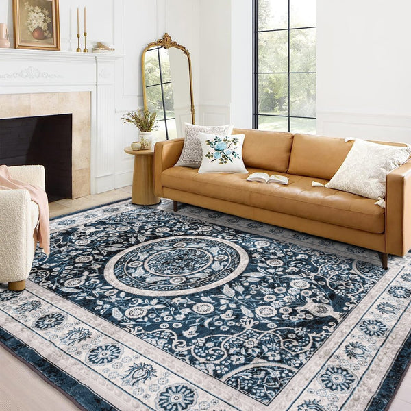 English Elm Area Rug 6X9 Vintage Bohemia Floral Design - Non-Slip, Washable, Durable For Living Room & Kitchen W2907P265136
