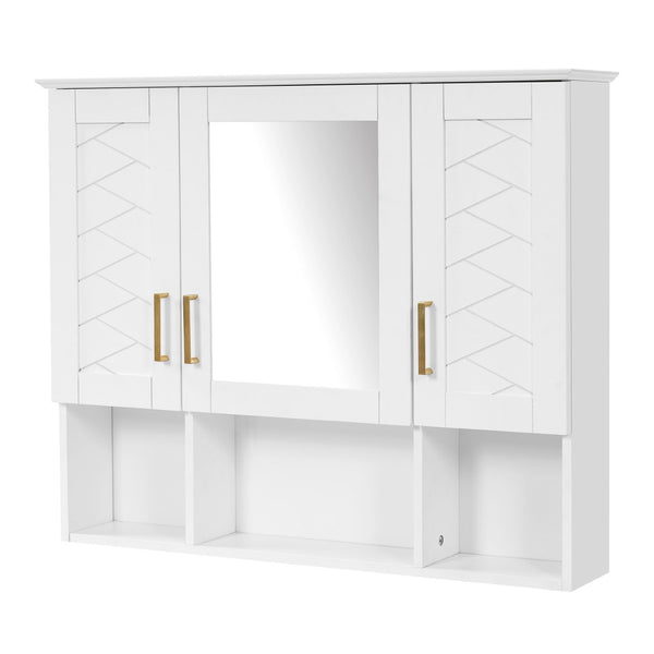 English Elm 35 Inch Wall Mount Medicine Cabinet Soft Close Mirror Storage for Modern Bathroom White N710P389453K