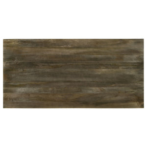 English Elm Roman Mango Brown Rectangular Dining Table with V-Leg Braces, Mango Wood Grain, Rustic Modern 80" Long B062P358239