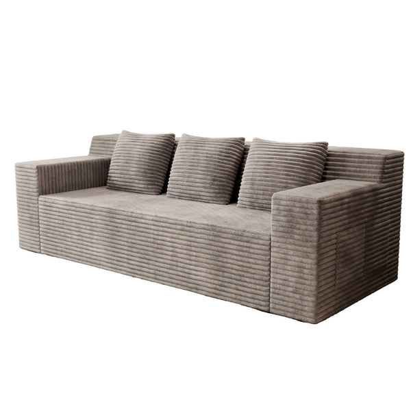 English Elm 71" Corduroy Tufted Loveseat with Deep Seat and Curved Back for Compact Living Spaces Camel W5571P440913