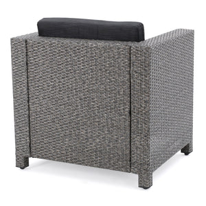 English Elm Christopher Knight Home® - Puerta Outdoor Club Chair Set - 4 Contemporary Faux-Rattan Chairs With Cushions For Patios & Decks 52979.00BLKMP4